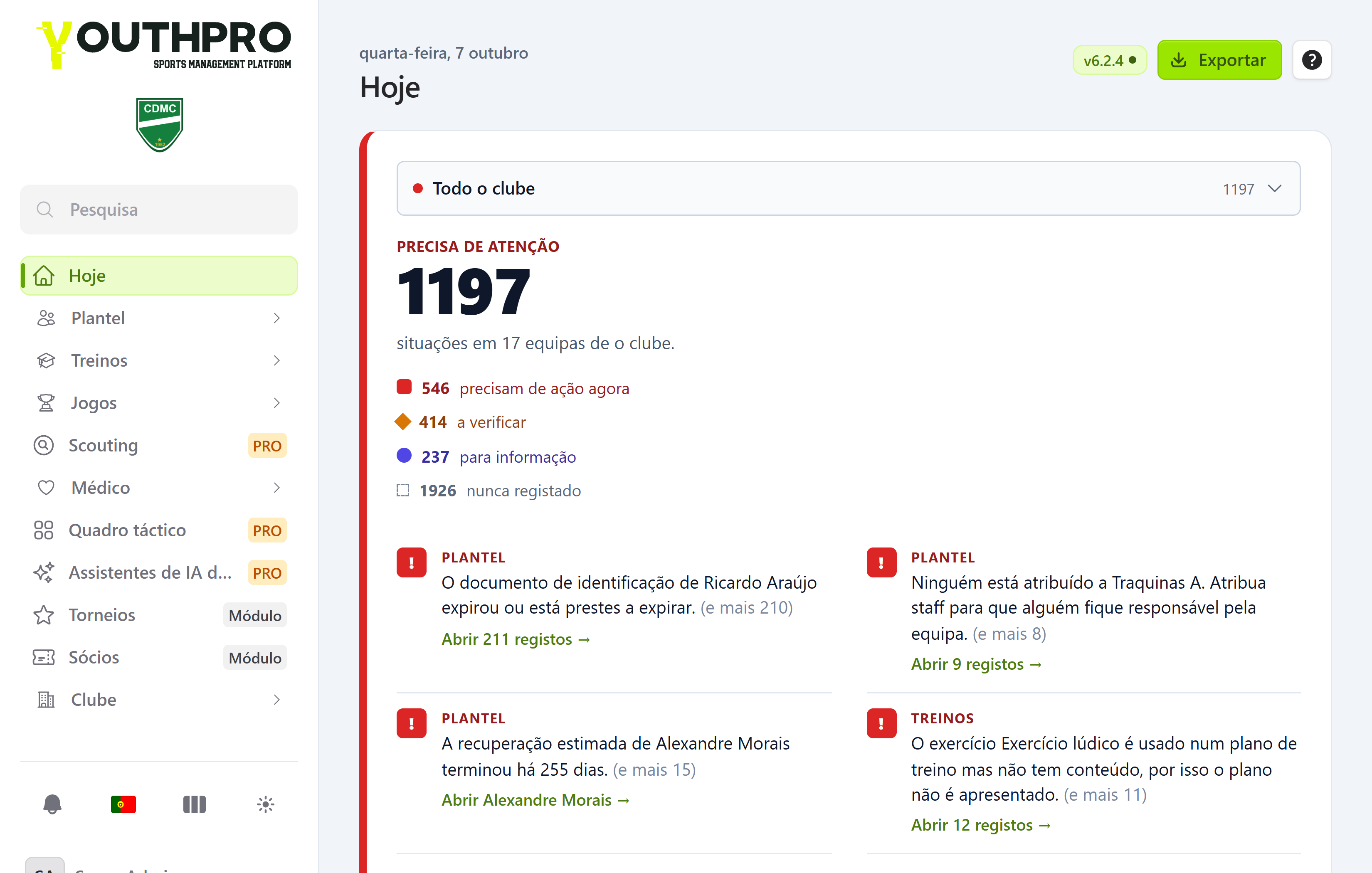 Abra o YouthPro e saiba o que há para fazer hoje.